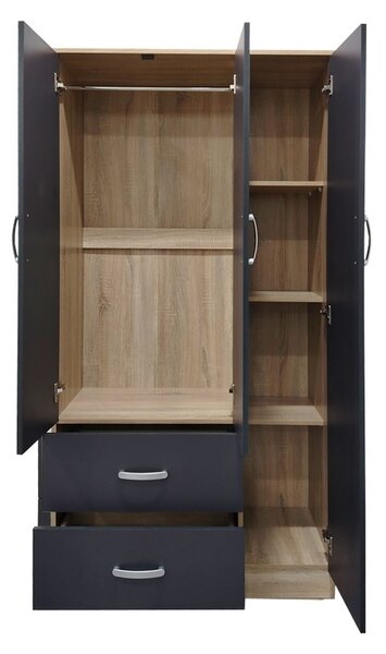 Гардероб с 5 врати, Athos V21, антрацит-дъб, 170x42x180 см