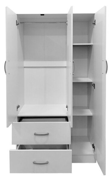 Гардероб с 3 врати, Athos V4, бял, 90x42x240 см
