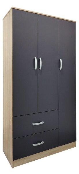 Гардероб с 5 врати, Athos V21, антрацит-дъб, 170x42x180 см