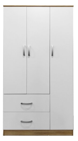 Гардероб за дрехи с 3 врати и чекмеджета Lego White Brown 90x42x180 cm