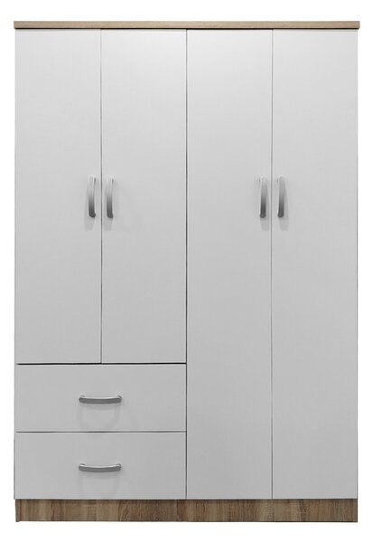 Гардероб с 4 врати и чекмеджета Lego White Brown 120.5x42x181 cm
