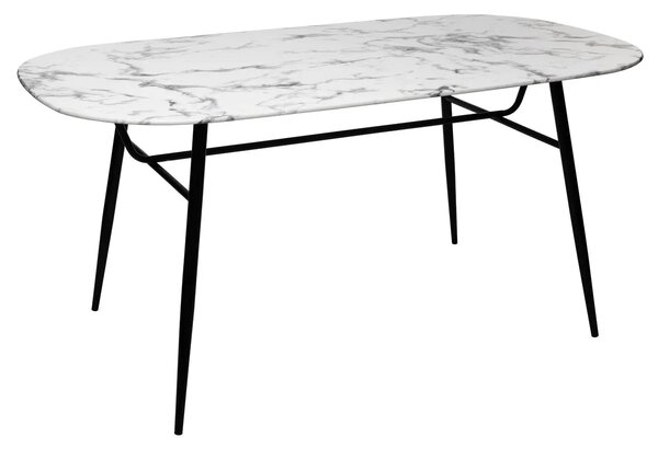 Трапезна маса Roxas, 160x90 cm, Темперирано стъкло мраморен ефект