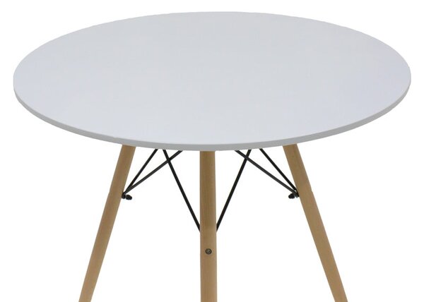 Трапезна маса MISHEL MDF бял с дървени крака 80x80x73см