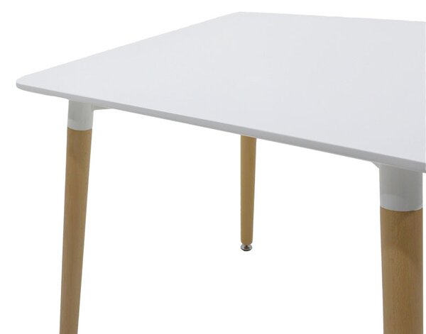 Трапезна маса NATALI MDF бял с масивни букови крака 80x80x76см