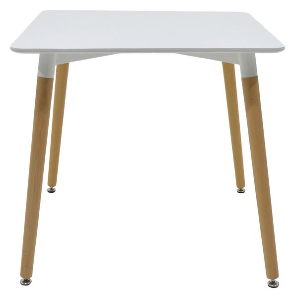 Трапезна маса NATALI MDF бял с масивни букови крака 80x80x76см