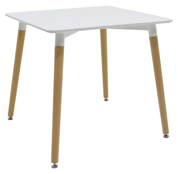 Трапезна маса NATALI MDF бял с масивни букови крака 80x80x76см