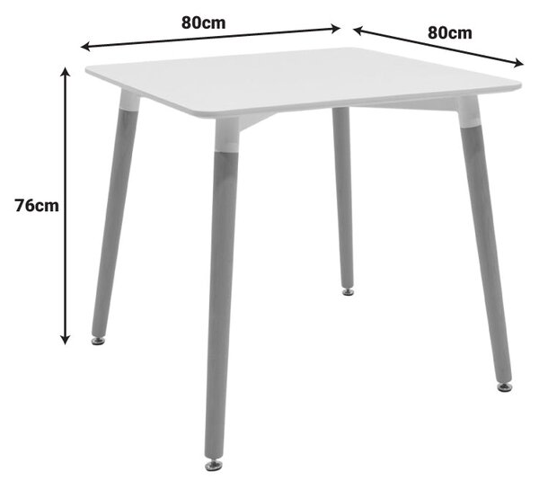 Трапезна маса NATALI MDF бял с масивни букови крака 80x80x76см