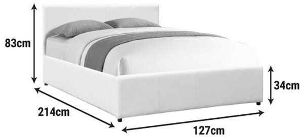 Легло DELLIA 120x200 см с Място за Съхранение - Черна PU Кожа