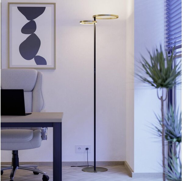 Eglo 901975-LED Димируема подова лампа CASTELPOTO LED/16W/230V + LED/12W златиста/черна