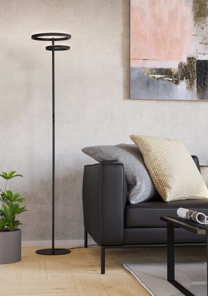 Eglo 901974 - димируема LED подова лампа CASTELPOTO LED/16W/230V + LED/12W черна