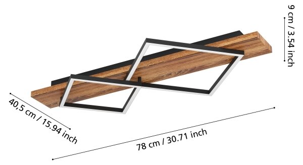 Eglo 901935 - LED плафониера BOYA LED/13W/230V + LED/15W черна/кафява