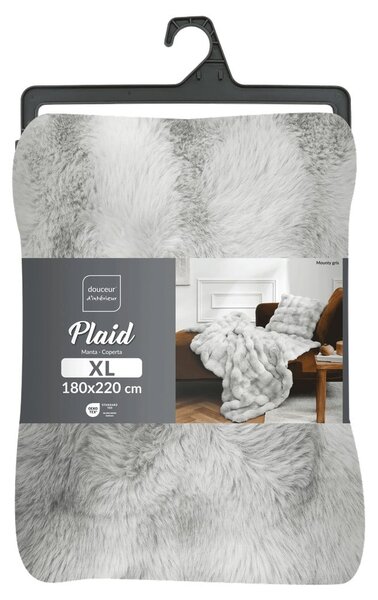 Сиво одеяло от микроплюш 180x220 cm Mounty – douceur d'intérieur