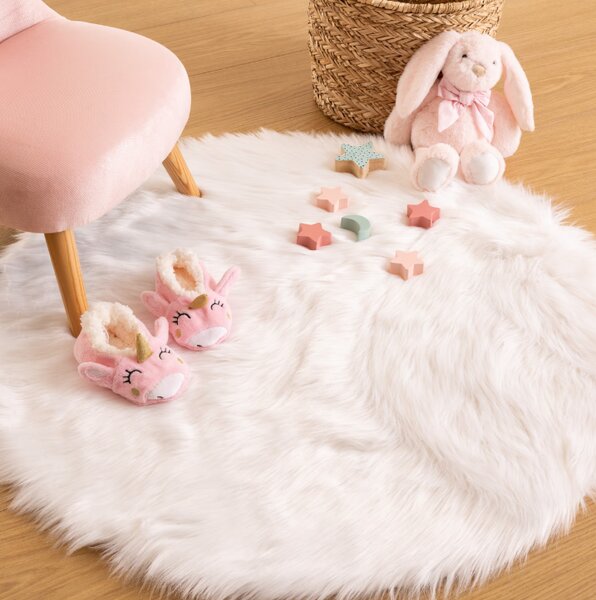 Детски килим atmosphera Fur, Бял, 90 cm