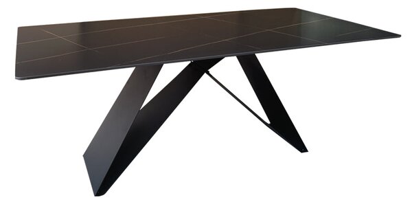Маса MAPELE с черно мраморно покритие и черни метални крака 180x90x75см