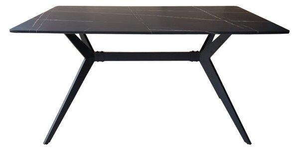 Маса EZALI от mdf, черна мраморна имитация, с черни метални крака, 140x80x75см
