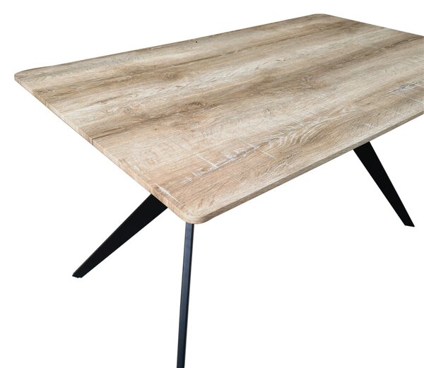 Маса EZALI sonoma от mdf с черни метални крака 140x80x75см