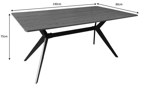 Маса EZALI sonoma от mdf с черни метални крака 140x80x75см
