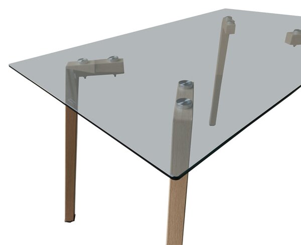 Маса TITTA със стъклен плот и метални крака в естествен цвят 120x70x75см
