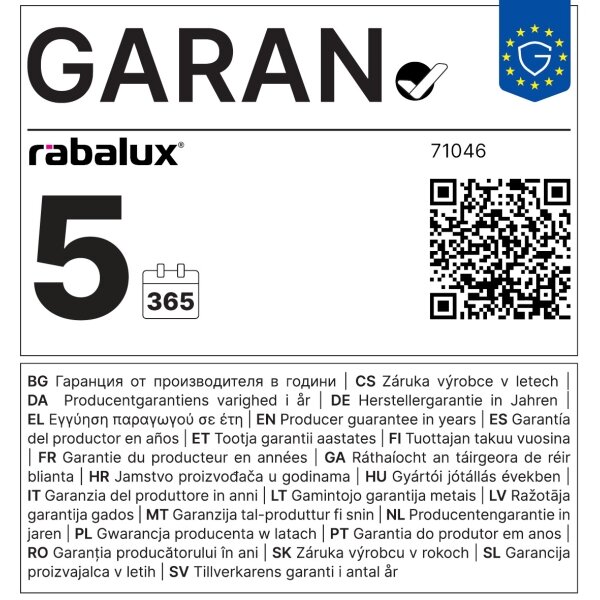 Rabalux 71046 - Димируемо таванно осветително тяло DETTORA LED/18W/230V с дистанционно управление