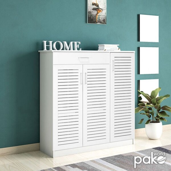 Шкаф за обувки Sante за 30 чифта бял 120x37x123 см