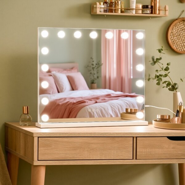 BRILAGI - LED димируемо огледало за грим HOLLYWOOD LED/15W/230V 60x50 cm бяло