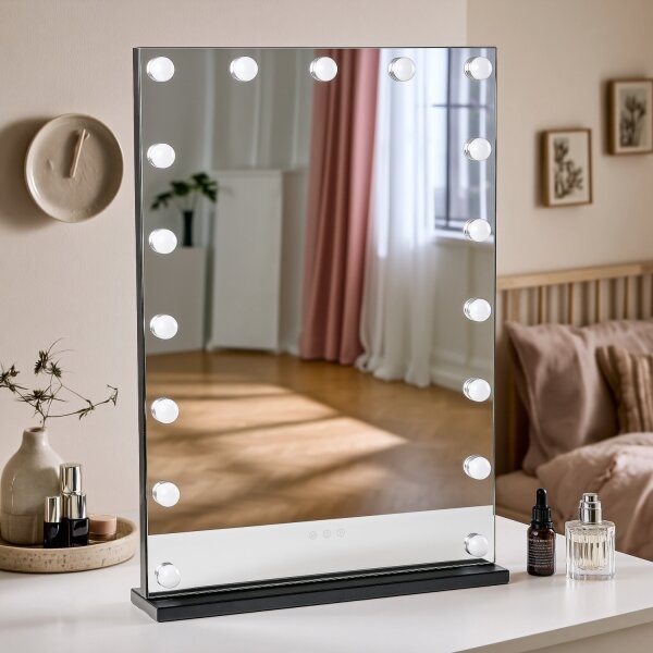 BRILAGI - Димируемо огледало за грим HOLLYWOOD LED/15W/230V 55x70 cm черно