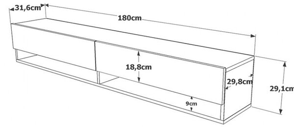 ТВ шкаф Handra Бял 180x31.5x29.5 см