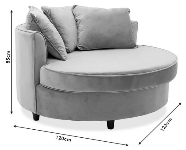 Диван Round Сив 123x120x85 см