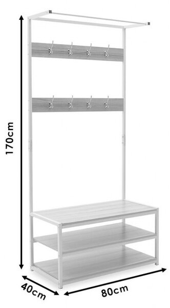 Закачалка за антре Ралф Мейпъл - Бял 80x40x170 см