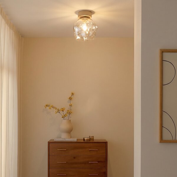 TK Lighting Таванна лампа „Лава“, пясъчен/конячен цвят, стъкло, Ø 15 см, G9, Затъмняване, Бежов, Дневна/трапезария, Стъкло, Модерен