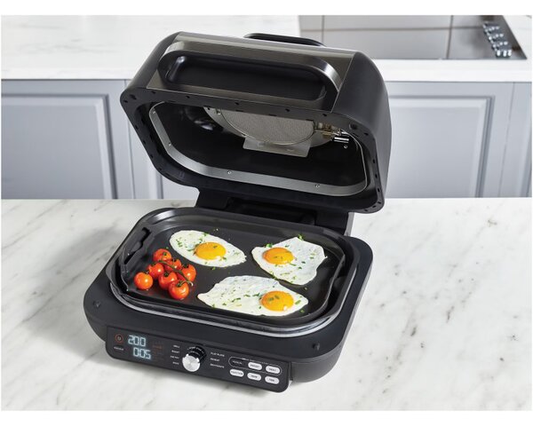 Електрическа скара Ninja Foodi MAX PRO AG651EU, 2460W, 3.8Л, Функция грил и еър фрайър, Cyclonic Air, Smart Cook, Черен/инокс