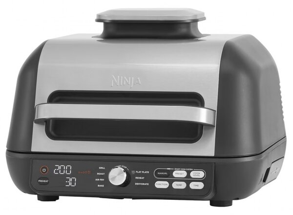 Електрическа скара Ninja Foodi MAX PRO AG651EU, 2460W, 3.8Л, Функция грил и еър фрайър, Cyclonic Air, Smart Cook, Черен/инокс