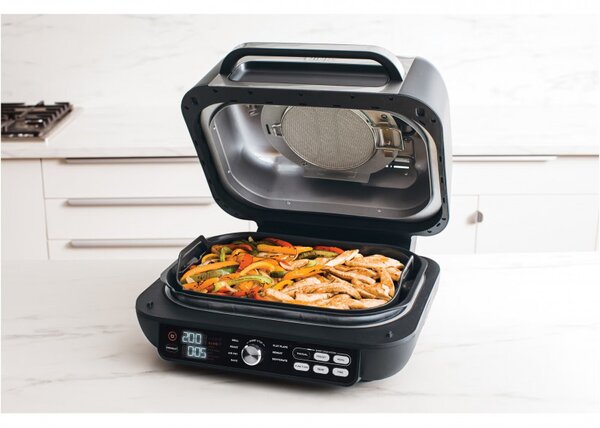 Електрическа скара Ninja Foodi MAX PRO AG651EU, 2460W, 3.8Л, Функция грил и еър фрайър, Cyclonic Air, Smart Cook, Черен/инокс