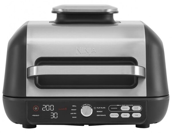 Електрическа скара Ninja Foodi MAX PRO AG651EU, 2460W, 3.8Л, Функция грил и еър фрайър, Cyclonic Air, Smart Cook, Черен/инокс