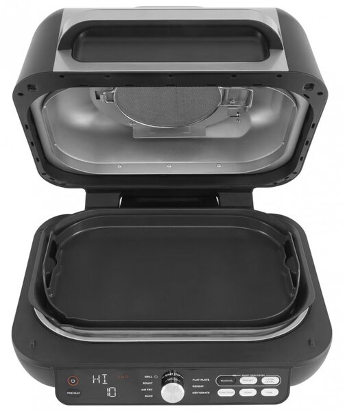 Електрическа скара Ninja Foodi MAX PRO AG651EU, 2460W, 3.8Л, Функция грил и еър фрайър, Cyclonic Air, Smart Cook, Черен/инокс