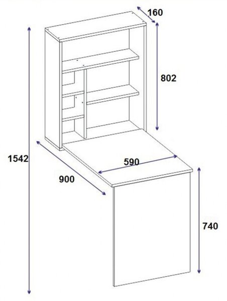 Бюро Равин Бяло 63x90x154 см