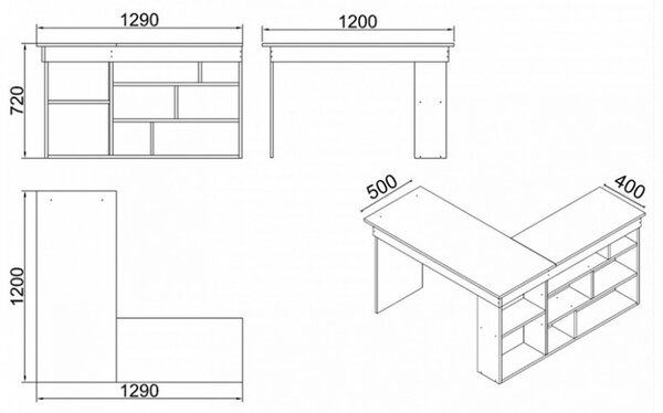 Бюро Росалина дъб - орех 120x129x72 см