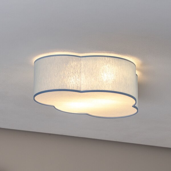 TK Lighting Таванна лампа Cloud, синя, 43 см дълга, текстил, облак, E27, Затъмняване, Син, Детска стая, Плат / текстил, Млад живот
