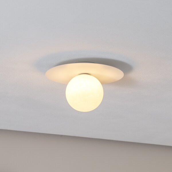 TK Lighting Таванна лампа Pixie, бяла, стъкло, Ø 25 cm, сферична, G9, Затъмняване, Бял, Дневна/трапезария, Метал, Модерен