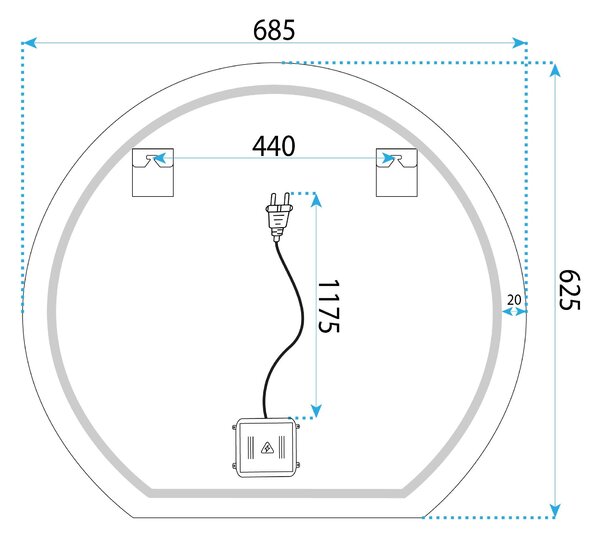 Огледало LED 70cm Fabio