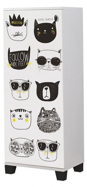 Шкаф за обувки Filinta Cats Черно-Бял