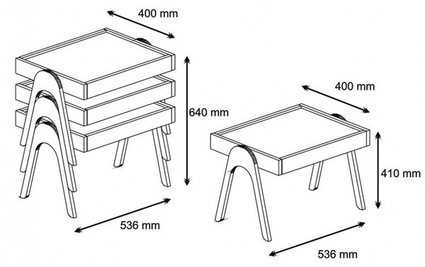Комплект 3 помощни масички Рома орех