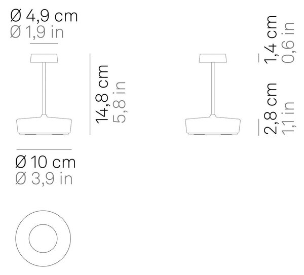 Zafferano LED акумулаторна настолна лампа Swap mini, черна, 15 cm IP65