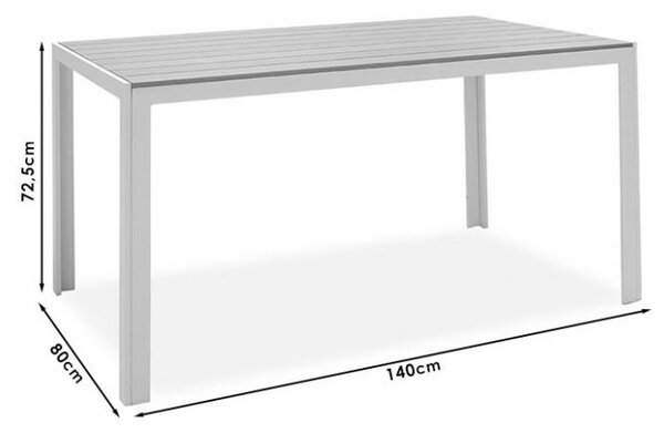 Градинска маса Nares Бяла - Натурална 140x80x72.5 см