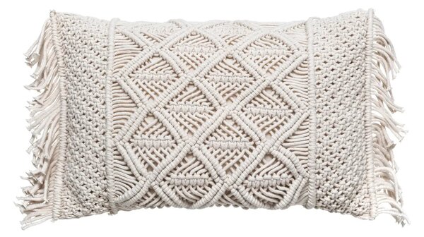 Декоративна възглавница atmosphera Macrame, 30x50 cm, Слонова кост