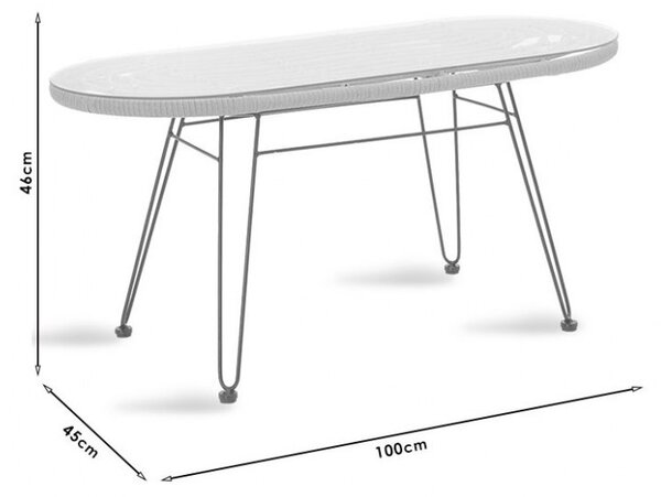 Градинска маса Наоки Черен - Сив 100x45x46 см