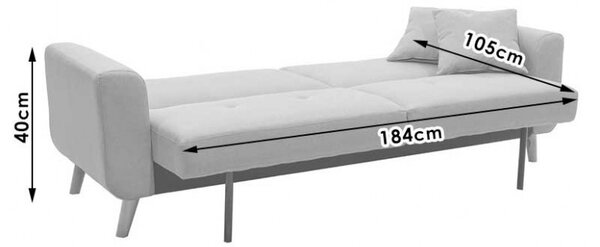 Разтегателен диван за 3 места, сив Кармело 214x80x86см