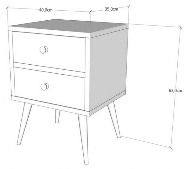 Нощно шкафче PWF-0320 Сиво-Орех 40x35x55 см