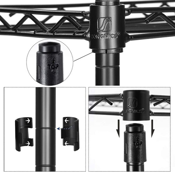 Метален рафт за съхранение с 5 регулируеми полици Songmics 30 x 30 x 123,5 см