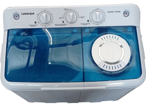 Пералня Lamarque SAWM-7585BL, 360W, 7 Kg, Таймер, Тиха работа, Син/бял
